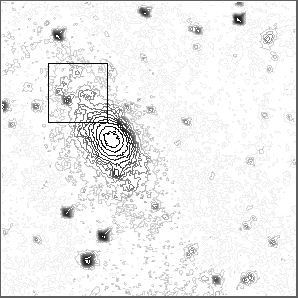Bildausschnitt der Spiralgalaxy M31 in Konturdarstellung