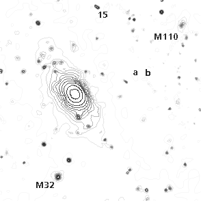 Restaurierter Bildausschnitt der Spiralgalaxy M31  in Konturdarstellung