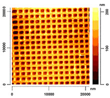 AFM-Kalibriernormal, 512x512 Messpunkte, Hhenwerte farbkodiert